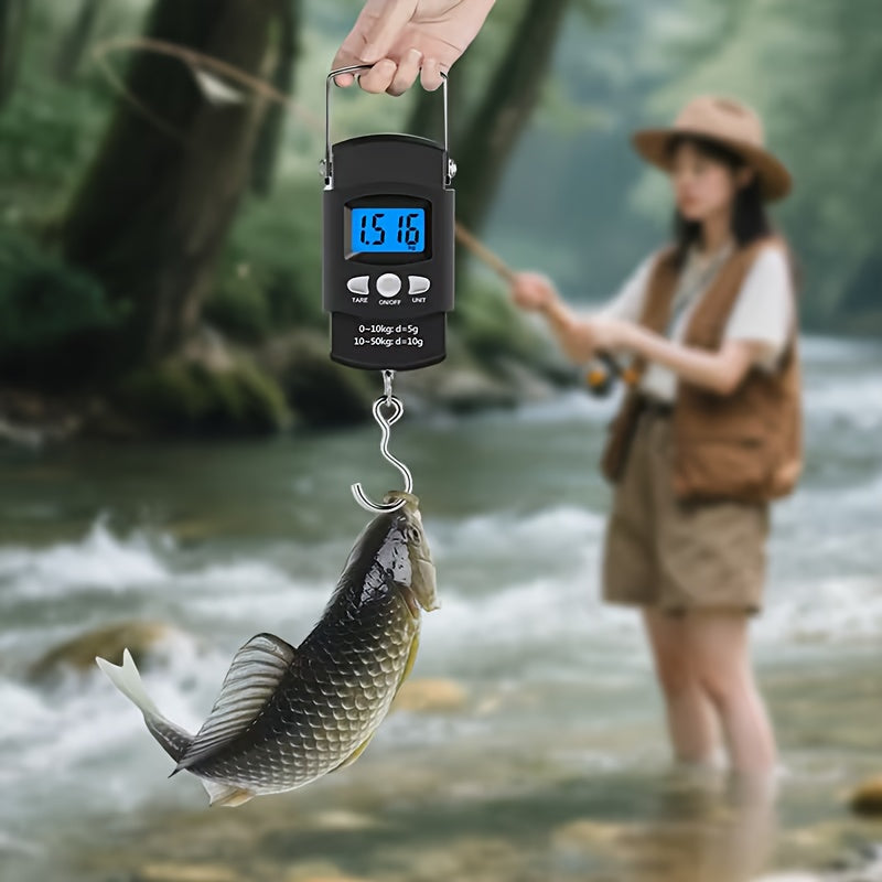 Outdoor Fishing Accessory – Portable – Heavy Duty Digital Handheld Scale 110 Pounds Kilograms Backlit – Dependable Freshwater & Saltwater Use for US Anglers