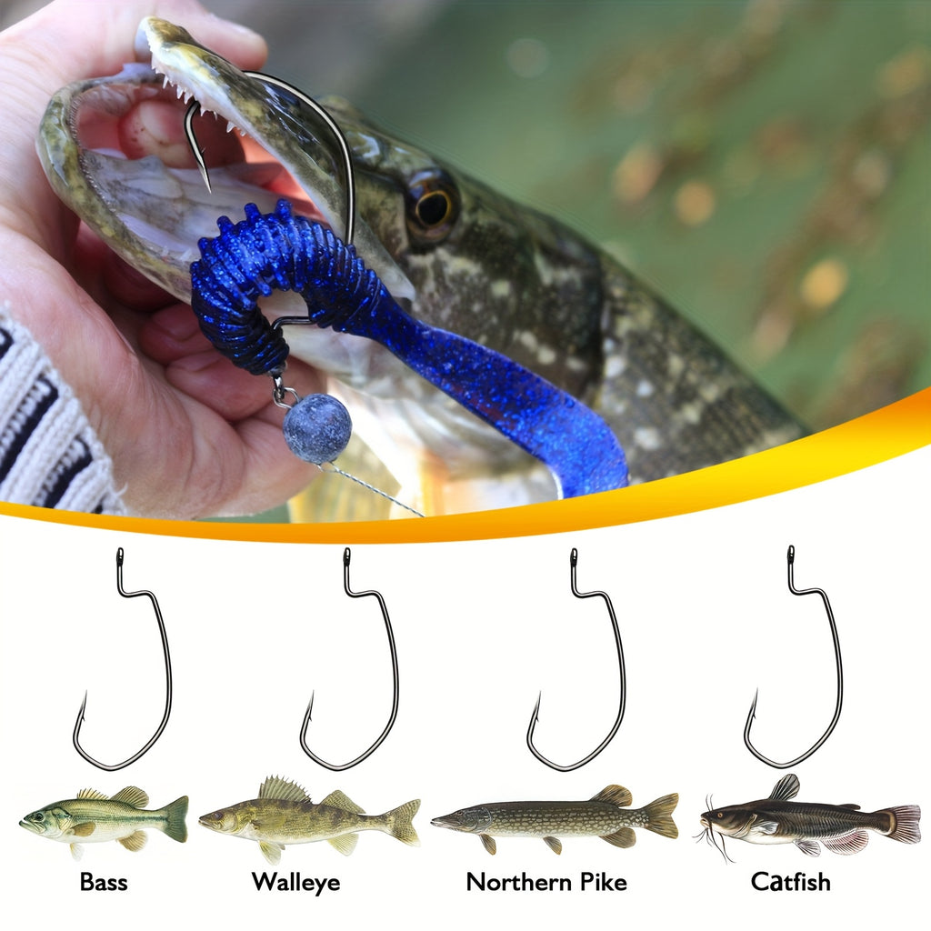 Angler Outdoor Accessory – Saltwater, Freshwater, Bass, Trout – 40pcs Ewg Offset Worm Hooks Designed Fishing Bass Trout – Field-Ready Performance for US Anglers