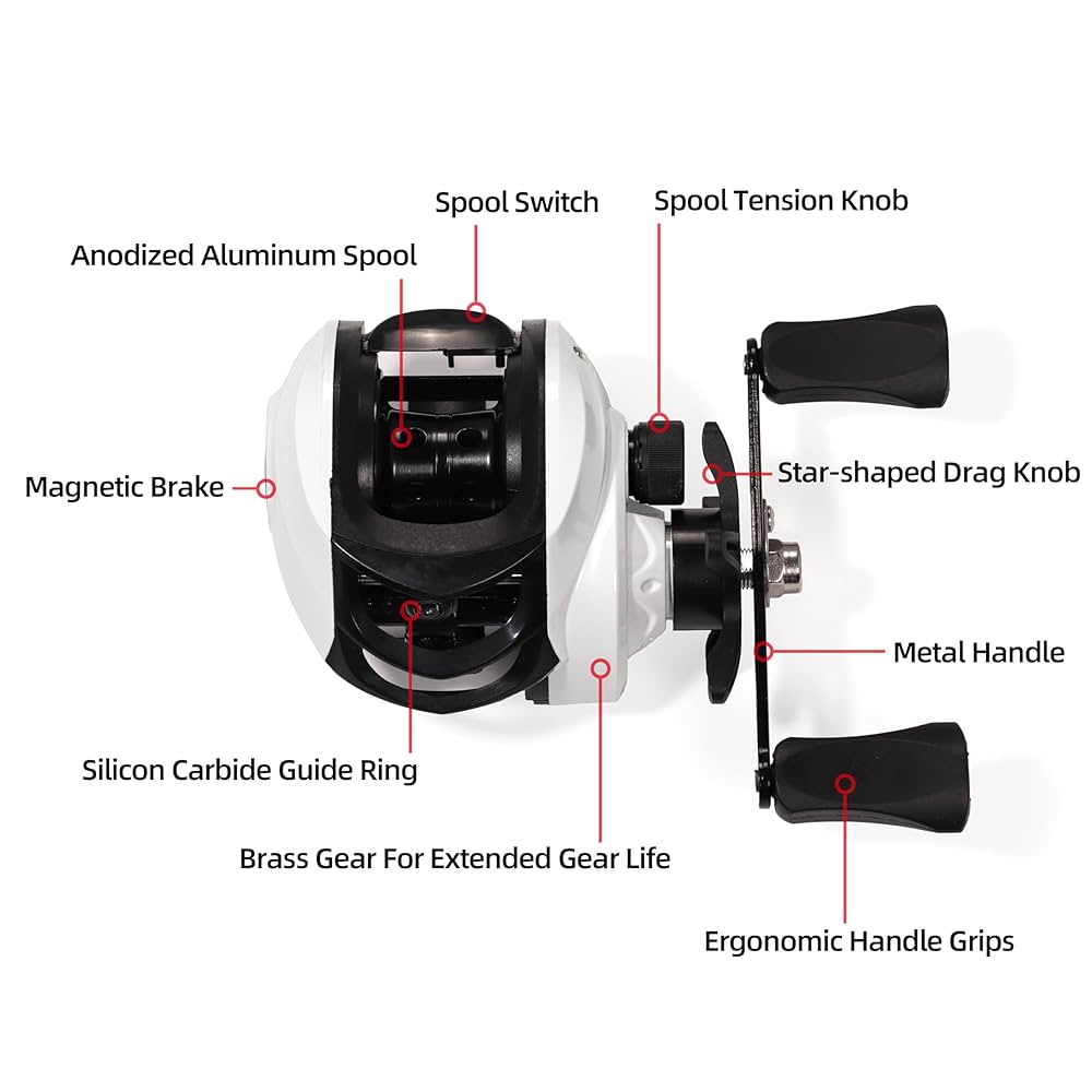 Freshwater Fishing Reel – Saltwater, Lightweight – This Super Lightweight Baitcasting Reel Featuring Magnetic Braking System – Reliable Angler Setup for US Anglers