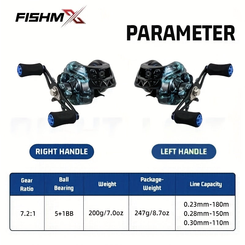 Freshwater Fishing Reel – Saltwater, Bass – Fishmx High Speed Baitcast Reel 7. 2 Ratio Dual Magnetic – Compact Tackle Solution for US Anglers