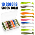 Complete Tackle Kit – Bass – 50pcs Soft Curl Tail Lure Silicone Bionic Swimbait Lifelike – Compact Tackle Solution for US Anglers