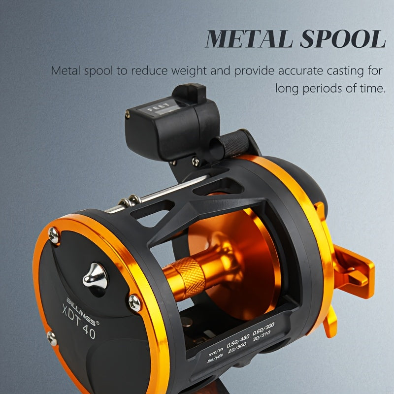 Freshwater Fishing Reel – Saltwater, Offshore – Billings Trolling Drum Fishing Reel Featuring Line Counter 1bb – Compact Tackle Solution for US Anglers