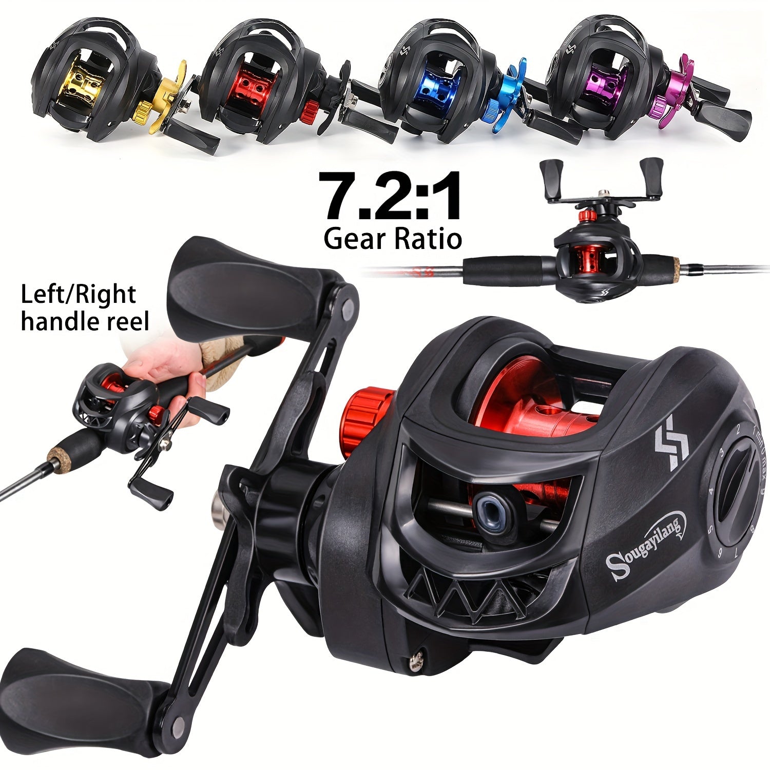 Fishing Lures – Bass, Trout – Sougayilang Baitcasting Fishing Reel 7. 2 High Speed Gear Ratio – Practical Gear for Every Cast for US Anglers