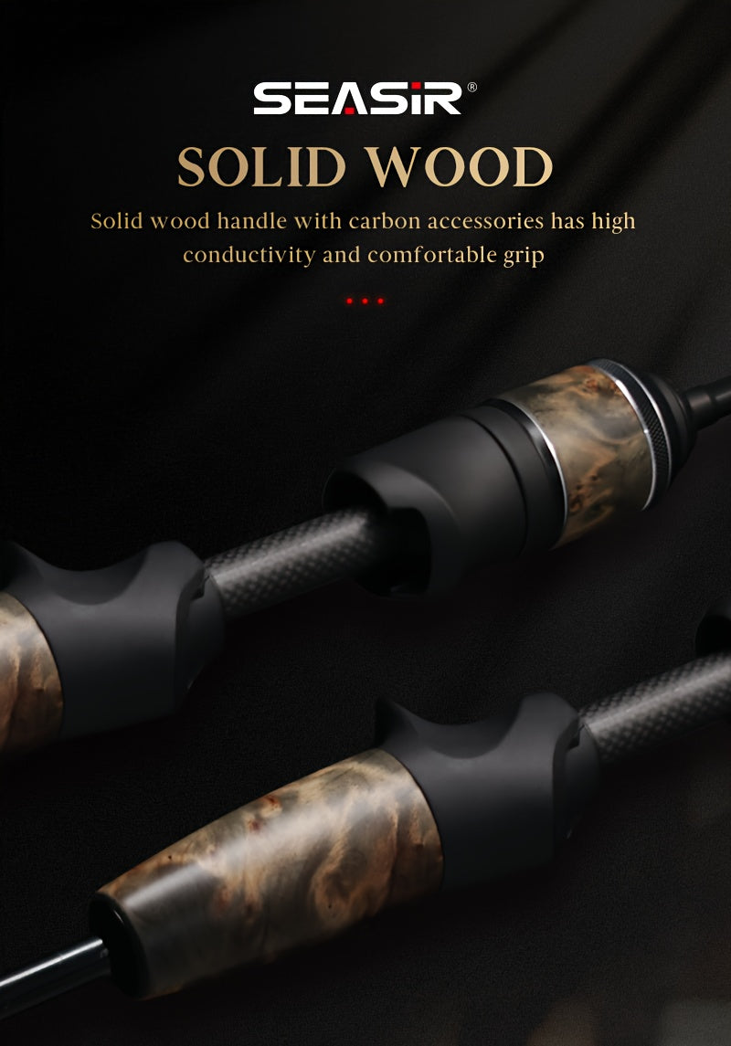 Angler Fishing Rod – Carbon Fiber, Lightweight – Seasir Stream Solid Wood Fishing Rod Fuji Guide Rings – Dependable Freshwater & Saltwater Use for US Anglers