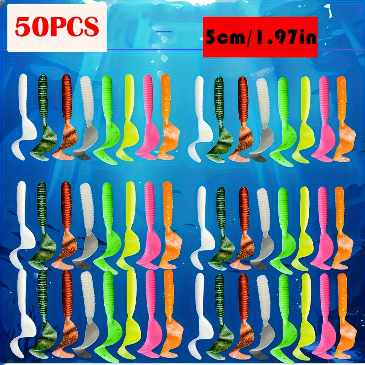 Fishing Trip Essential – Freshwater, Bass – 50pcs Spiral Tail Swim Baits Fishing Lures Gear 1. 97 – Reliable Angler Setup for US Anglers
