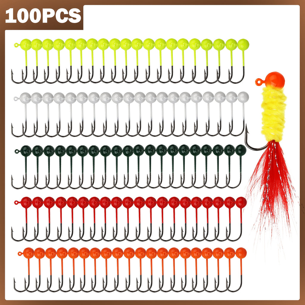Complete Tackle Kit – Crappie – 100pcs Fly Tying Jigs Kit Jig Heads Fishing 124oz – Reliable Angler Setup for US Anglers