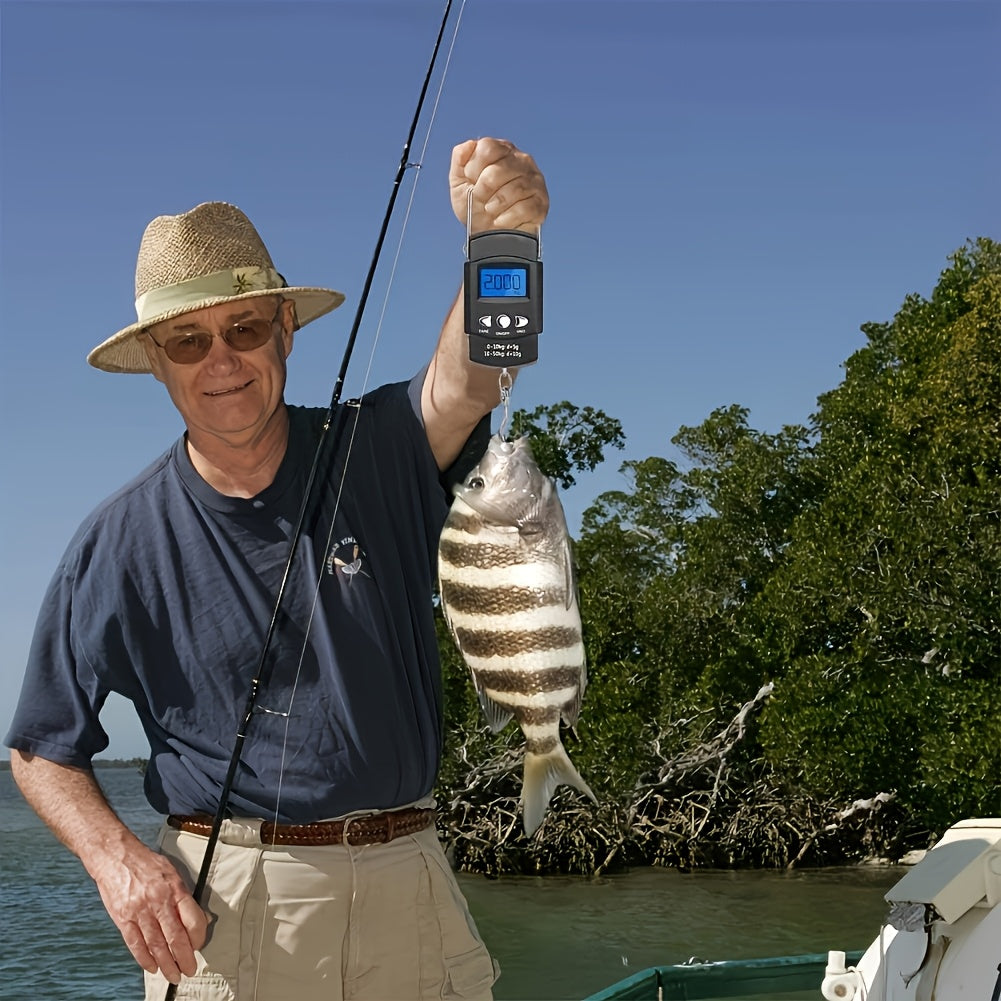 Outdoor Fishing Accessory – Portable – Heavy Duty Digital Handheld Scale 110 Pounds Kilograms Backlit – Dependable Freshwater & Saltwater Use for US Anglers