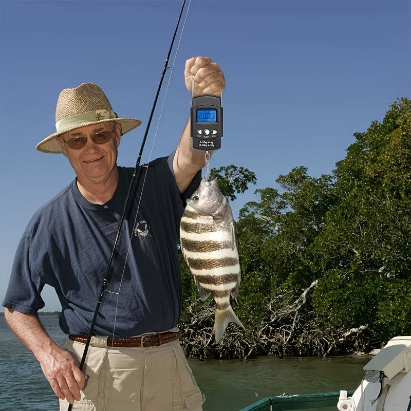 Outdoor Fishing Accessory – Portable – Heavy Duty Digital Handheld Scale 110 Pounds Kilograms Backlit – Dependable Freshwater & Saltwater Use for US Anglers