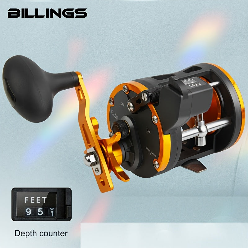 Freshwater Fishing Reel – Saltwater, Offshore – Billings Trolling Drum Fishing Reel Featuring Line Counter 1bb – Compact Tackle Solution for US Anglers