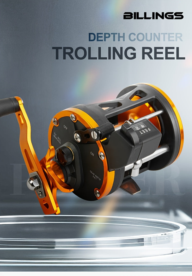 Freshwater Fishing Reel – Saltwater, Offshore – Billings Trolling Drum Fishing Reel Featuring Line Counter 1bb – Compact Tackle Solution for US Anglers