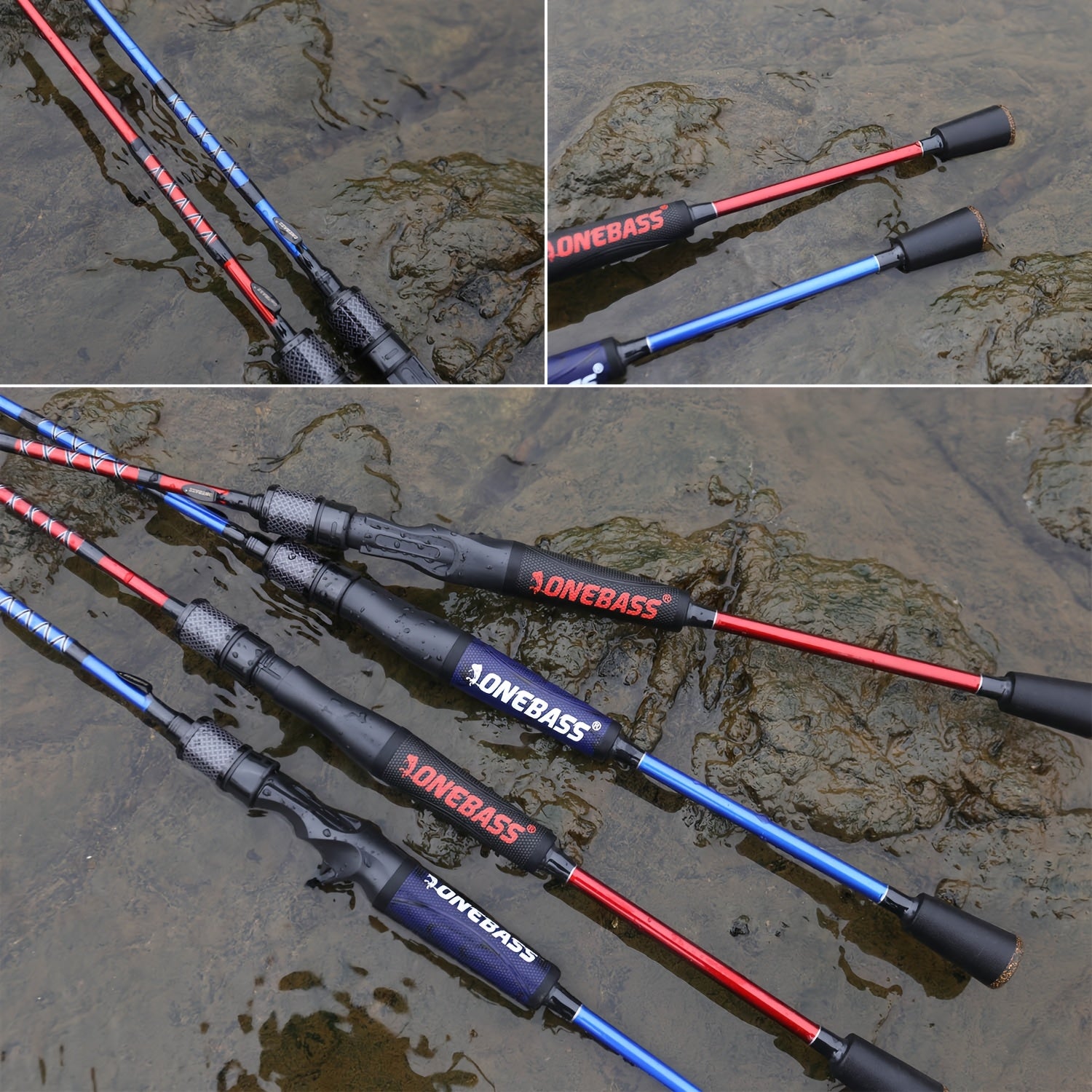 Angler Fishing Rod – Carbon Fiber, Saltwater, Freshwater, Bass – Sougayilang Sections Carbon Fishing Rod Red Blue ABS Comfortable – Versatile Water-Ready Design for US Anglers