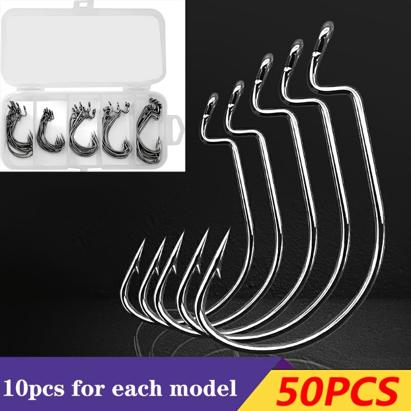 Fishing Rod Storage Bag – Carbon Fiber, Saltwater, Freshwater, Portable – 50pcs High Carbon Steel Barbed Fishing Hooks Durable Hooked – Field-Ready Performance for US Anglers