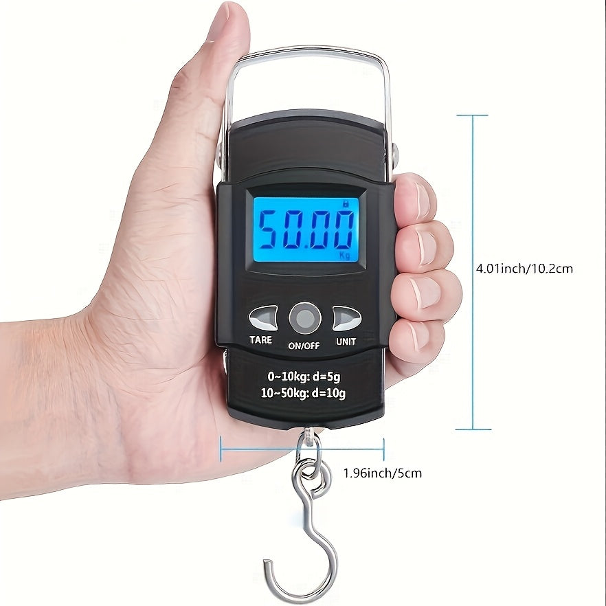 Outdoor Fishing Accessory – Portable – Heavy Duty Digital Handheld Scale 110 Pounds Kilograms Backlit – Dependable Freshwater & Saltwater Use for US Anglers