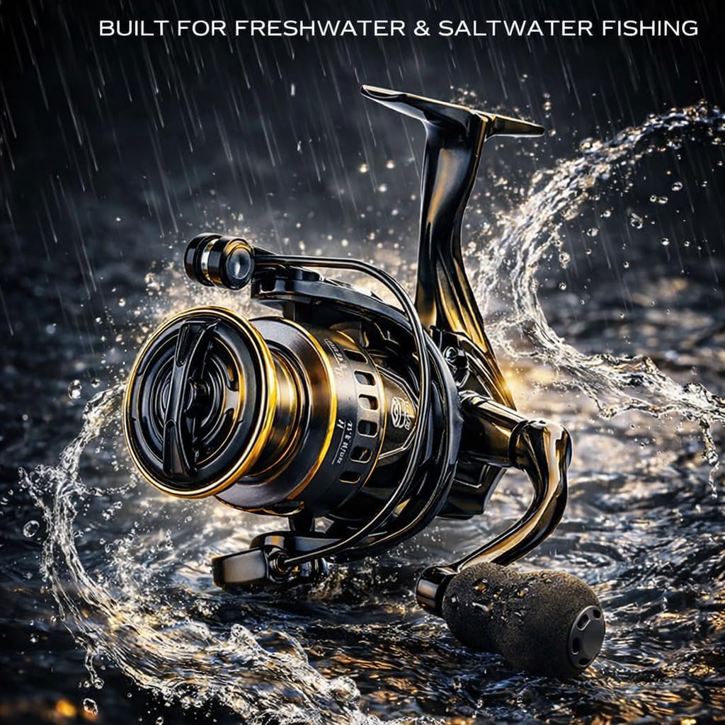 Freshwater Fishing Reel – Saltwater, Freshwater – This High Efficiency Spinning Fishing Reel Featuring Sturdy Handle – Compact Tackle Solution for US Anglers