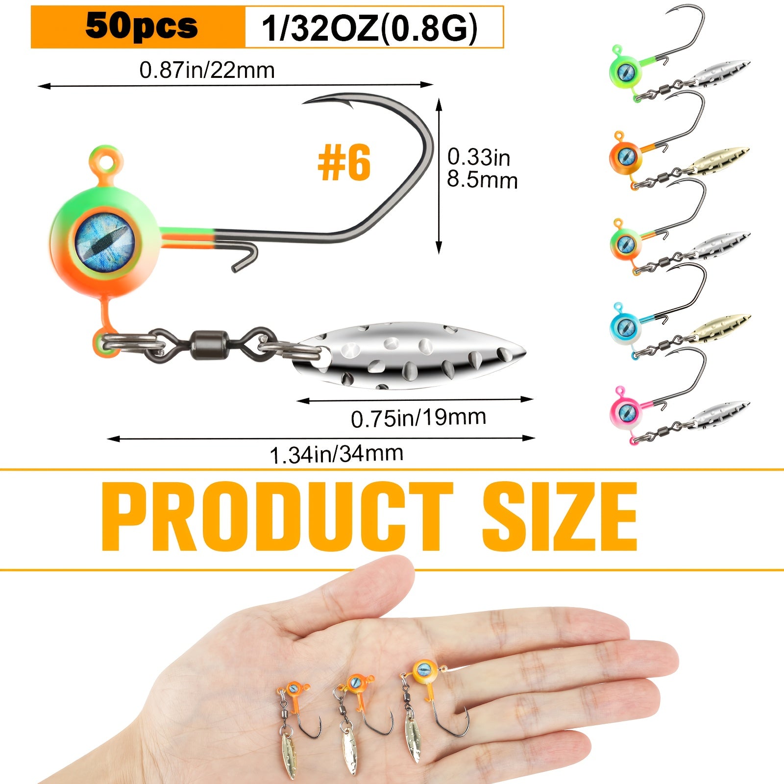 Bass Tackle Kit – Crappie – Dovesun 50pcs Crappie Jig Heads Kit Underspin Spinner Blade – Dependable Freshwater & Saltwater Use for US Anglers