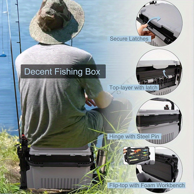 Fishing Rod – Field-Ready Performance – Multifunctional Fishing Tackle Box Extra Large Gray Black Rod – Practical Gear for Every Cast for US Anglers