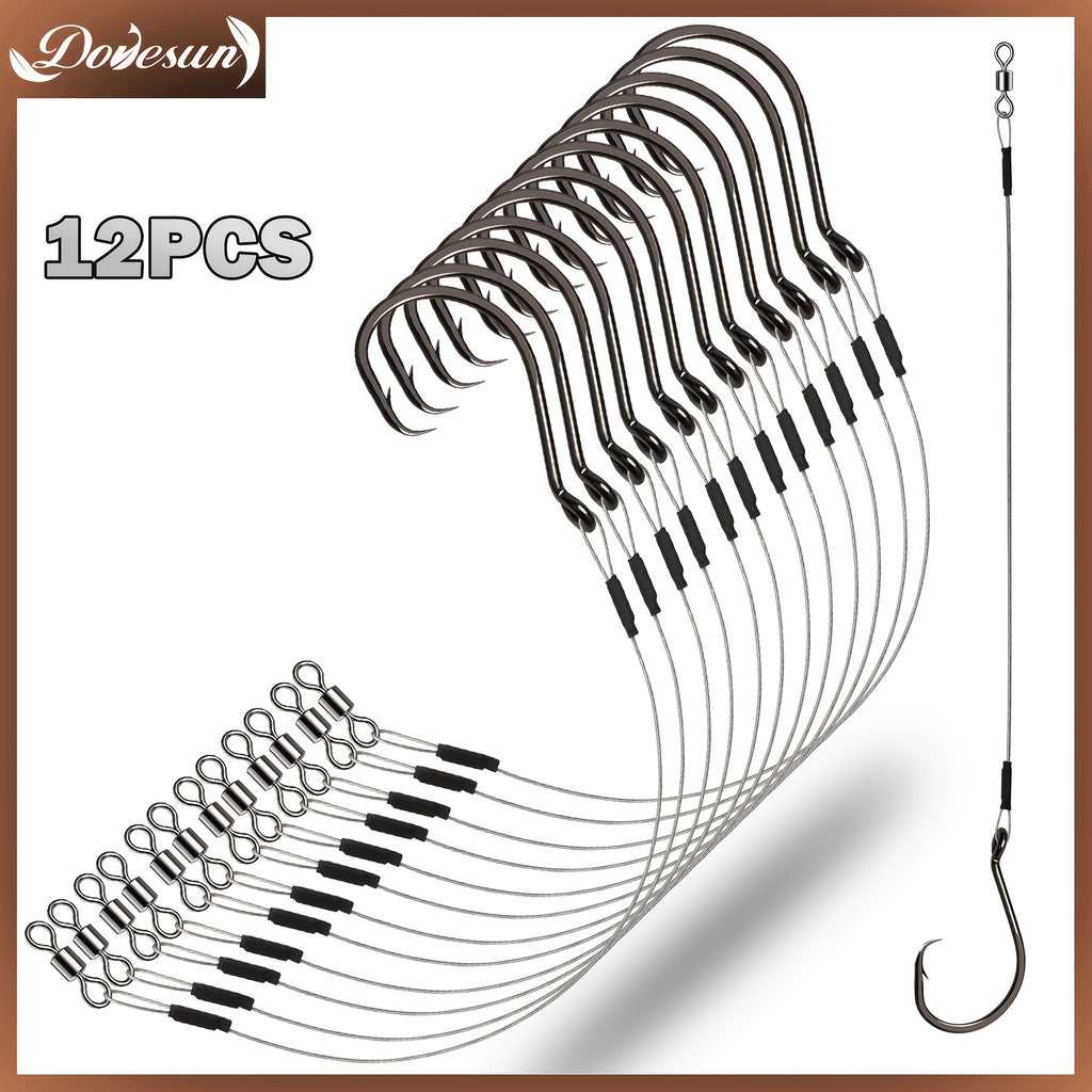 Artificial Fishing Lures – Saltwater, Bass – Dovesun 12pcs High Quality Circle Hooks Rigs Saltwater Steel – Reliable Angler Setup for US Anglers