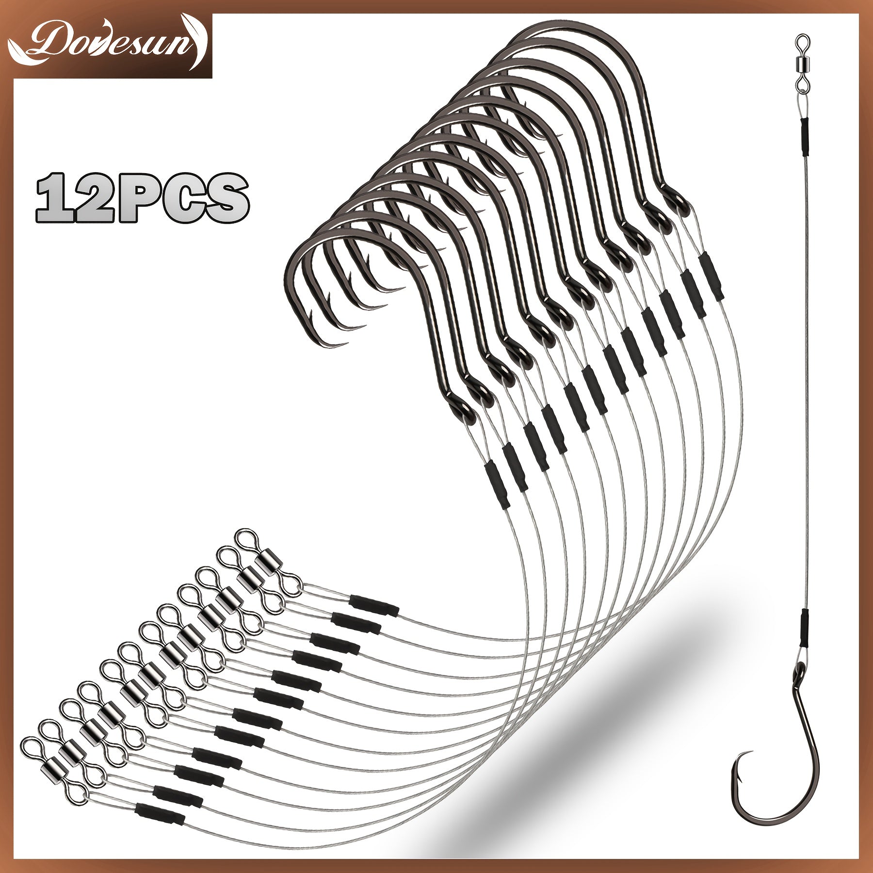 Artificial Fishing Lures – Saltwater, Bass – Dovesun 12pcs High Quality Circle Hooks Rigs Saltwater Steel – Reliable Angler Setup for US Anglers