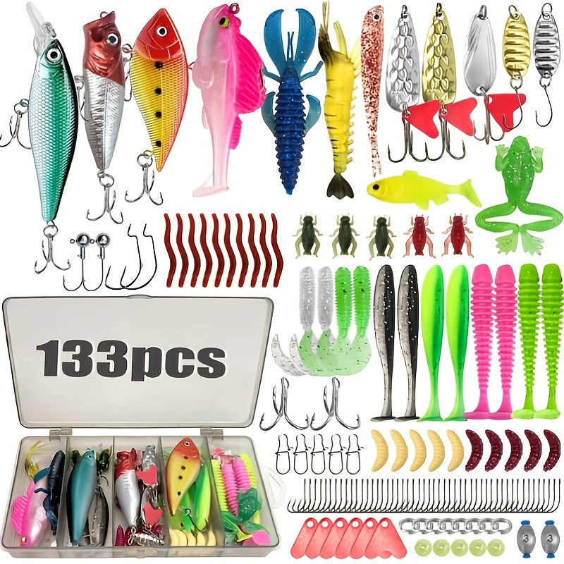 Fishing Gear Backpack – Freshwater, Bass, Trout, Beginner Friendly – 133pcs Premium Fishing Lures Tackle Box Kit Gear Equipment – Compact Tackle Solution for US Anglers