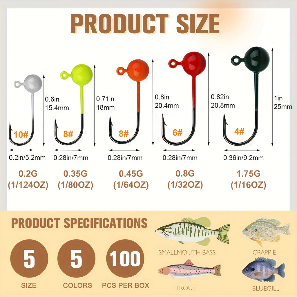 Complete Tackle Kit – Crappie – 100pcs Fly Tying Jigs Kit Jig Heads Fishing 124oz – Reliable Angler Setup for US Anglers