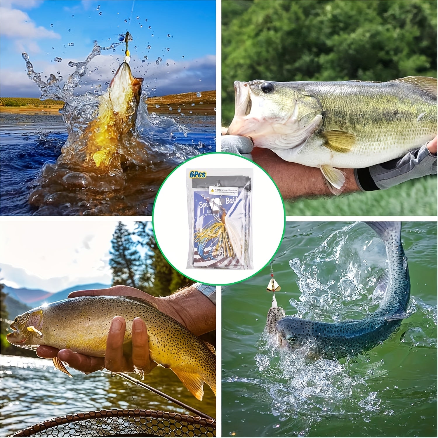 Fishing Lure Kit – Saltwater, Freshwater, Bass, Trout – Spinnerbait Fishing Lures Featuring Multicolored Buzzbaits Bass Trout Salmon – Built for Weekend Anglers for US Anglers