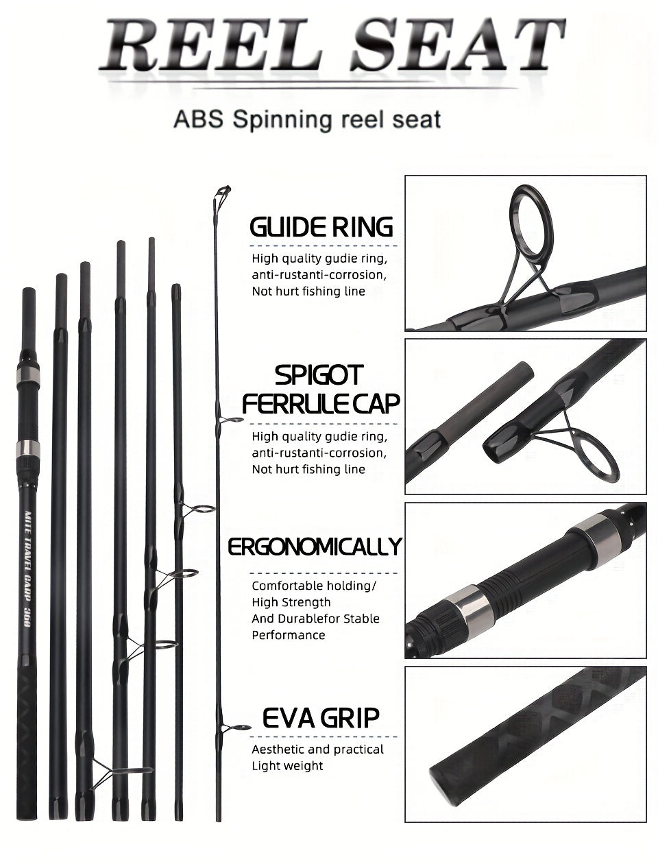 Casting Fishing Rod – Carbon Fiber, Portable, Lightweight – 1pc 360cm 141. 73 Lightweight Carp Fishing Rod Section Carbon – Compact Tackle Solution for US Anglers