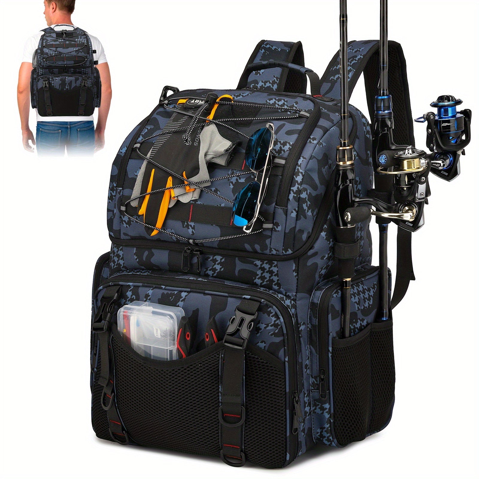 Angler Fishing Rod – Large Capacity – Spacious Fishing Gear Backpack Equipped Cooler Designed Four Rod – Versatile Water-Ready Design for US Anglers