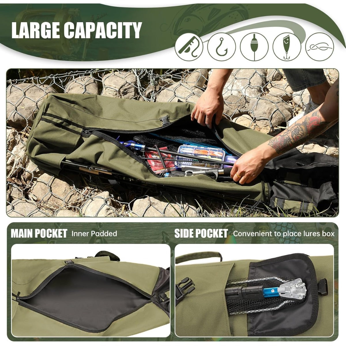 Carbon Fishing Rod – Portable – 4pcs Outdoor Fishing Rod Storage Bag Portable Large Capacity – Built for Weekend Anglers for US Anglers