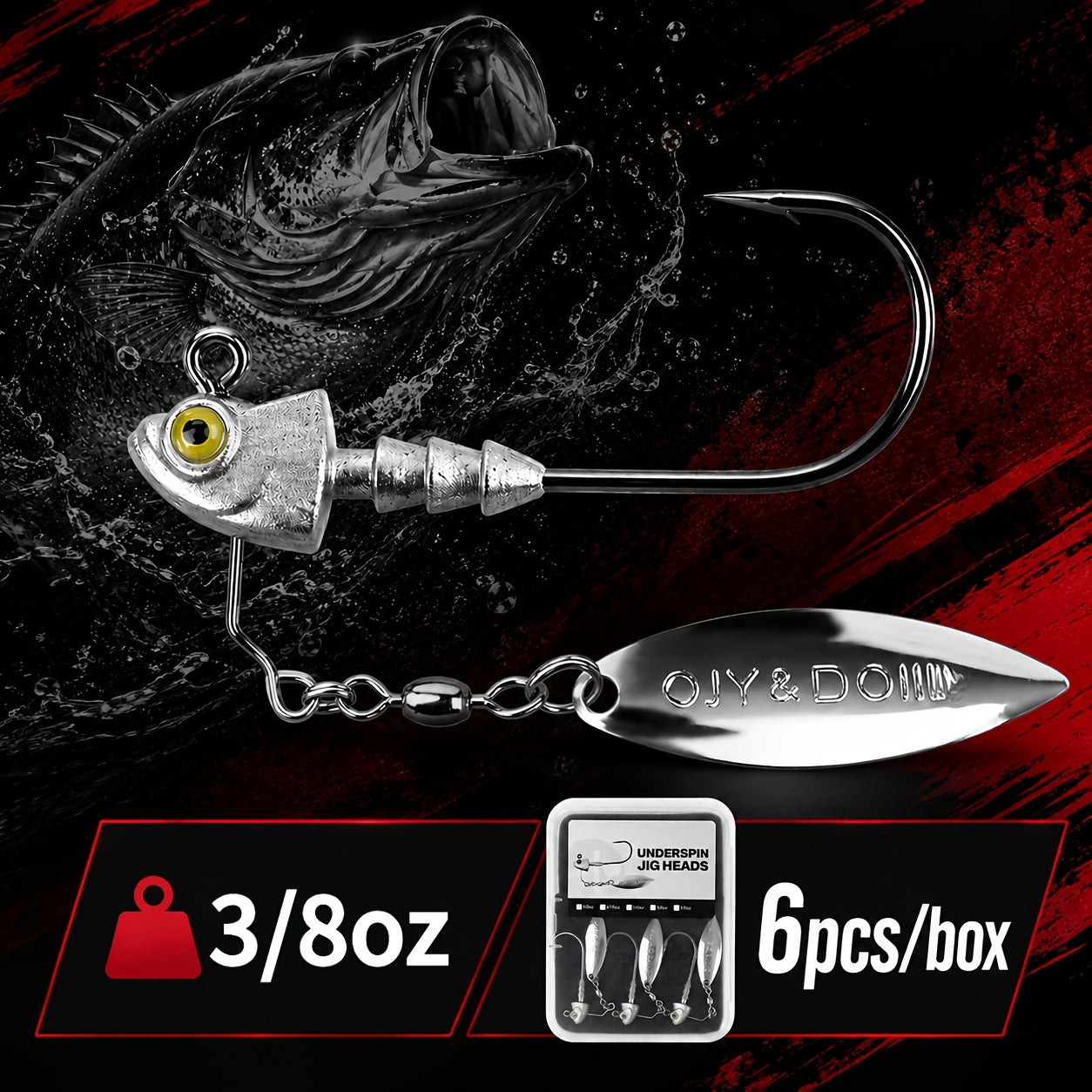 Artificial Fishing Lures – Saltwater, Bass – Pack Underspin Jig Heads 100 Brass Blade Never Rust – Reliable Angler Setup for US Anglers