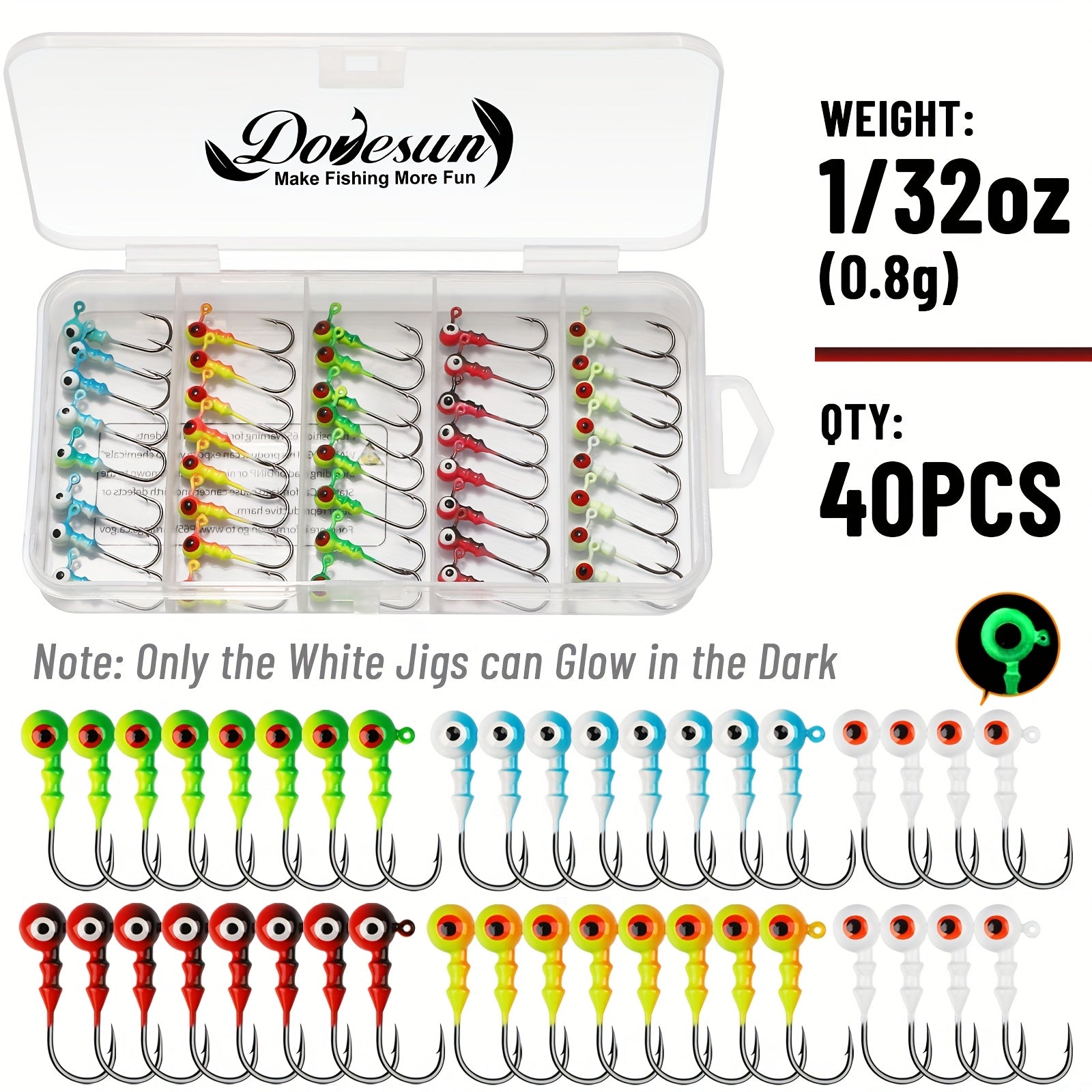Fishing Rod Storage Bag – Bass, Trout, Crappie – Dovesun 40pcs Crappie Jig Heads Jigs Fishing Trout Walleye – Field-Ready Performance for US Anglers