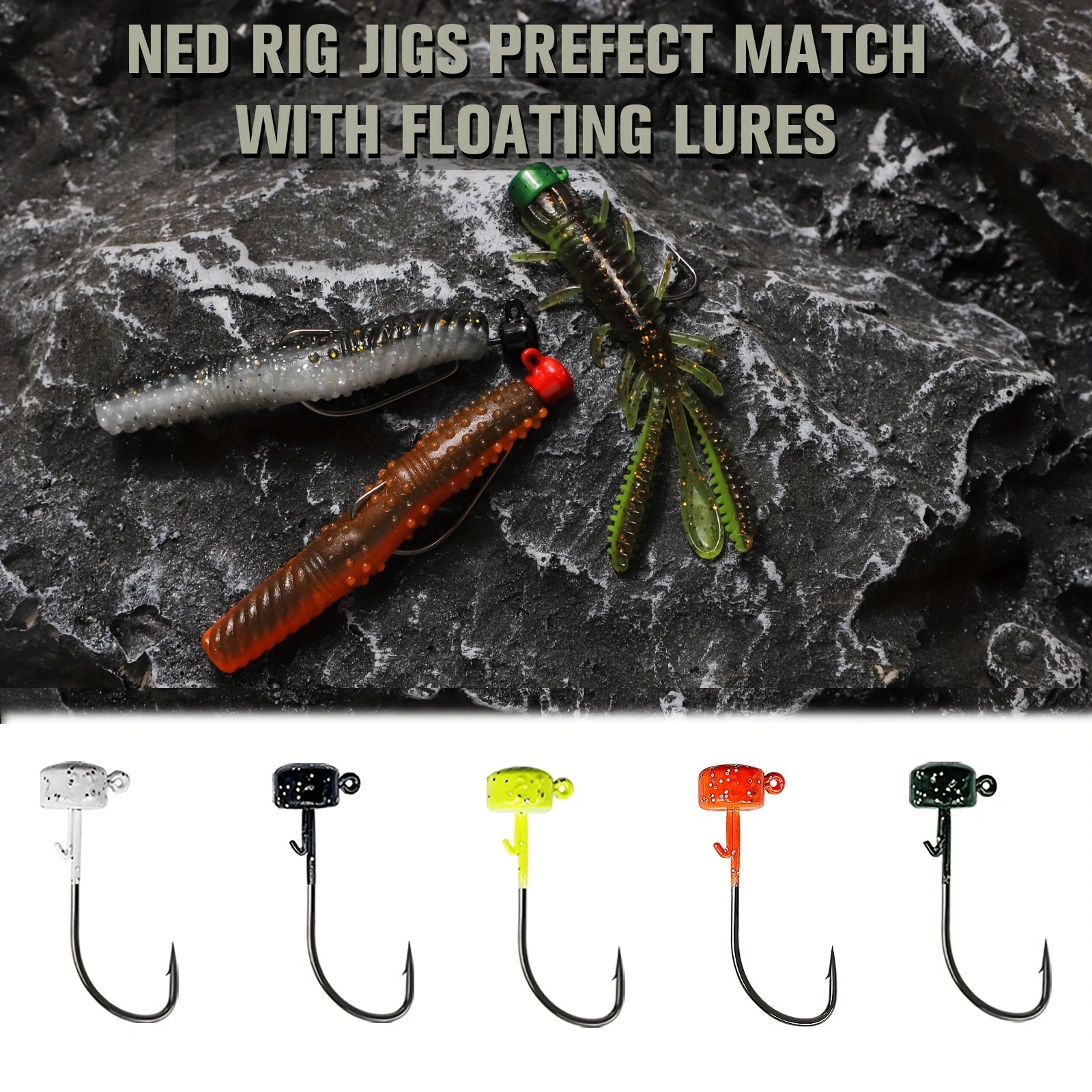Fishing Tackle Storage – Bass – Dovesun 25pcs Ned Rig Jig Heads Mushroom Head Shroom – Versatile Water-Ready Design for US Anglers