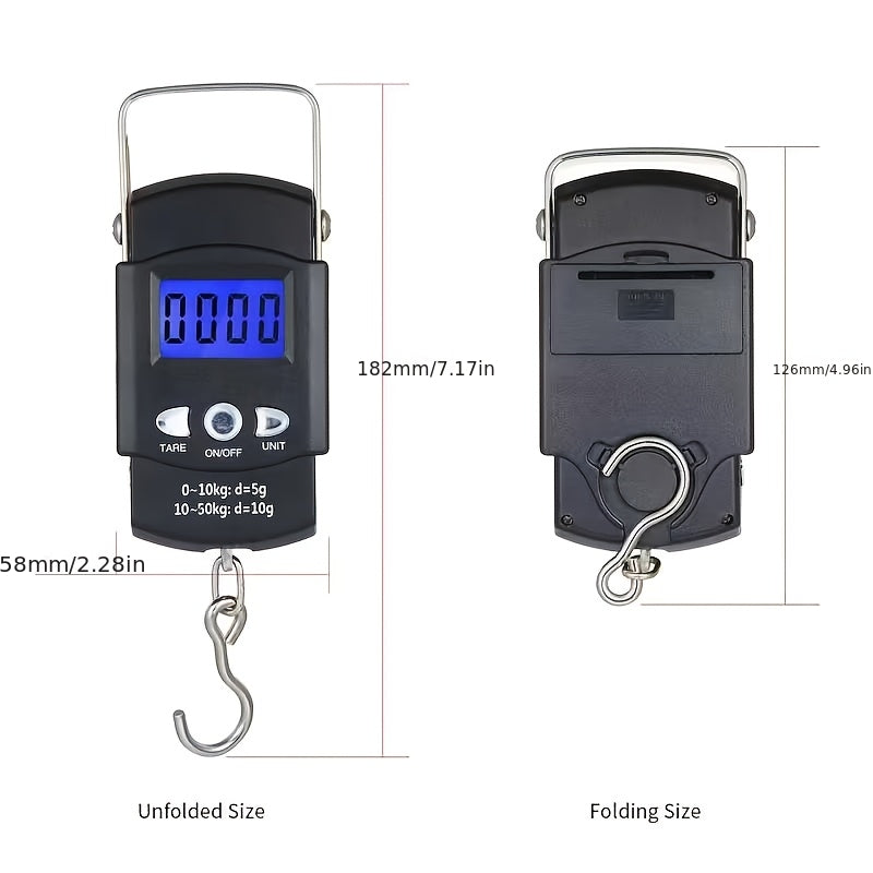 Outdoor Fishing Accessory – Portable – Heavy Duty Digital Handheld Scale 110 Pounds Kilograms Backlit – Dependable Freshwater & Saltwater Use for US Anglers