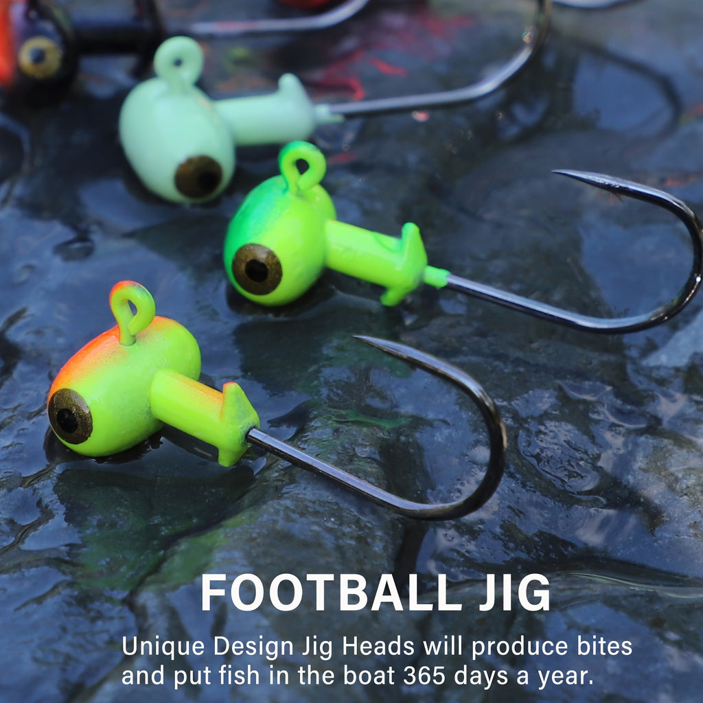 Fishing Gear Backpack – Saltwater, Freshwater, Bass, Crappie – Dovesun Fishing Jig Heads Hooks 40pcs Football Head Eyes – Compact Tackle Solution for US Anglers