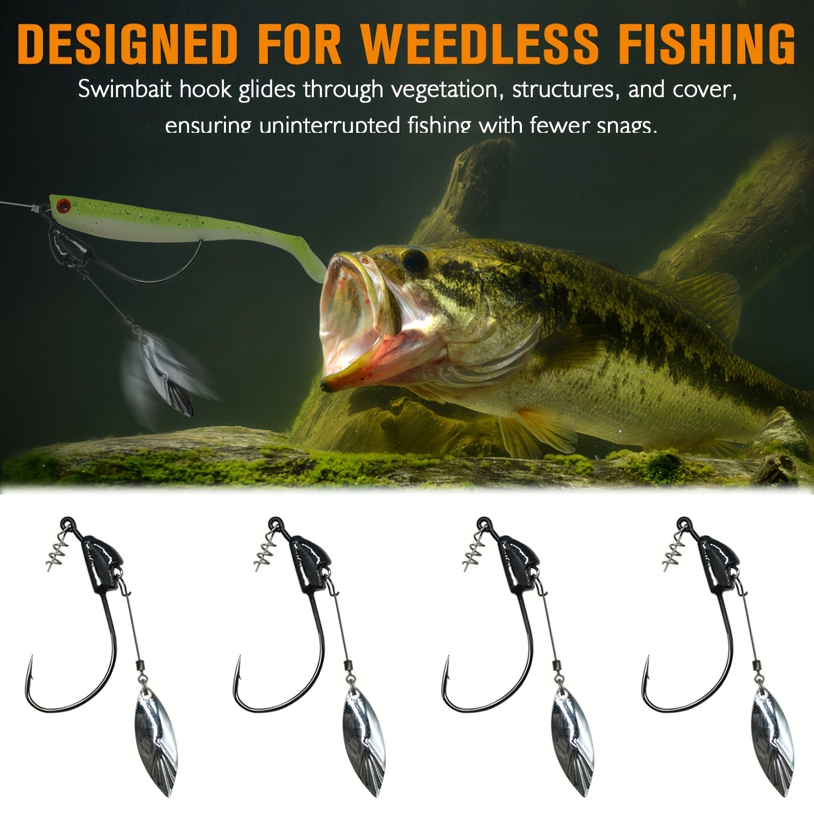 Freshwater Fishing Lures – Saltwater, Freshwater – Dovesun 10pcs Swimbaits Jig Head Underspin Weighted Swimbait Hooks – Versatile Water-Ready Design for US Anglers