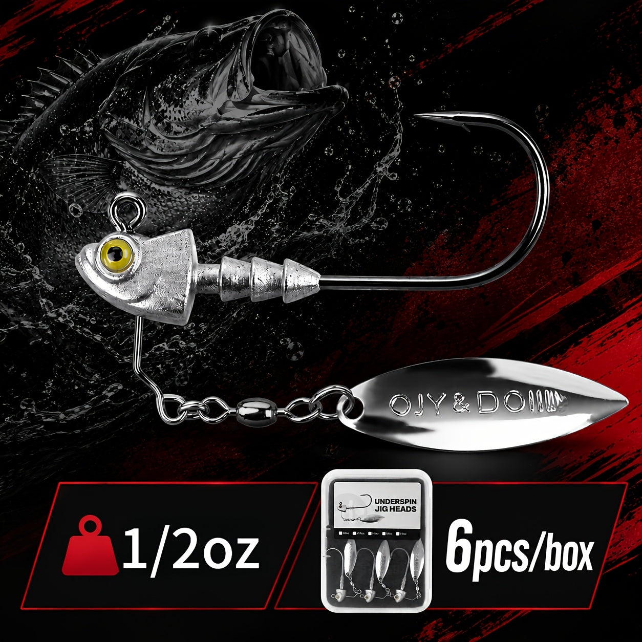 Artificial Fishing Lures – Saltwater, Bass – Pack Underspin Jig Heads 100 Brass Blade Never Rust – Reliable Angler Setup for US Anglers
