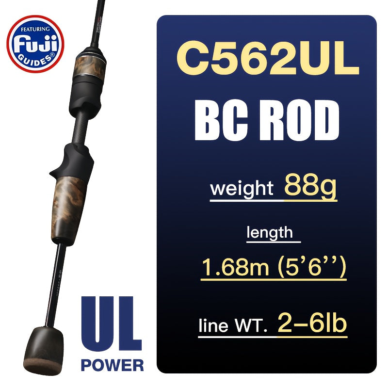 Angler Fishing Rod – Carbon Fiber, Lightweight – Seasir Stream Solid Wood Fishing Rod Fuji Guide Rings – Dependable Freshwater & Saltwater Use for US Anglers
