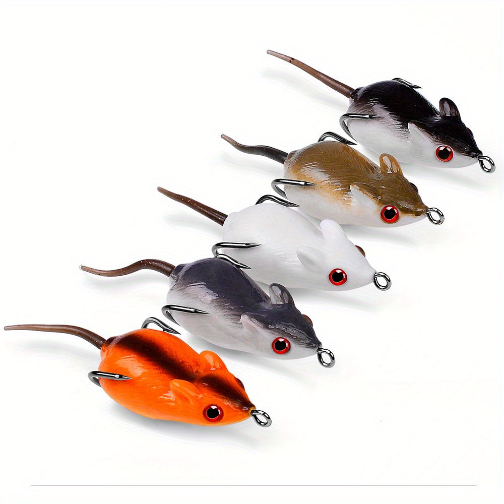 Angler Fishing Rod – Saltwater – Pack Lifelike Mouse Fishing Lures Soft Bait Built Bells – Versatile Water-Ready Design for US Anglers