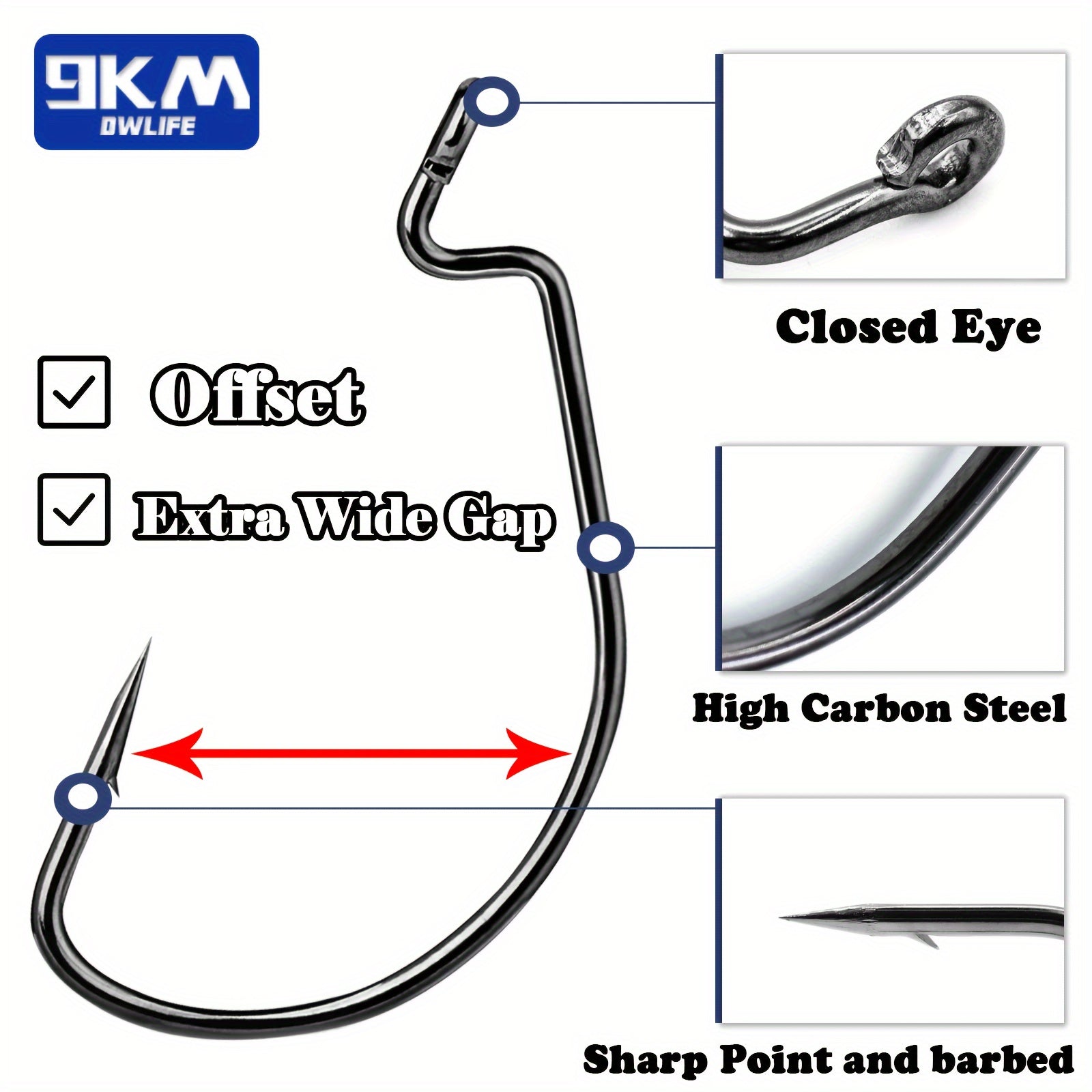 Artificial Fishing Lures – Freshwater – 9km 100pcs Wide Gap Offset Worm Fishing Hooks Jig – Reliable Angler Setup for US Anglers