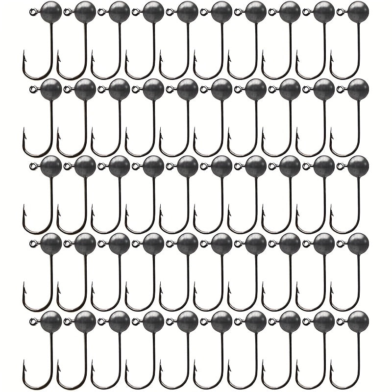 Freshwater Fishing Lures – Bass, Crappie – 50pcs Round Ball Jig Heads Hook Head Fishing Fly – Dependable Freshwater & Saltwater Use for US Anglers