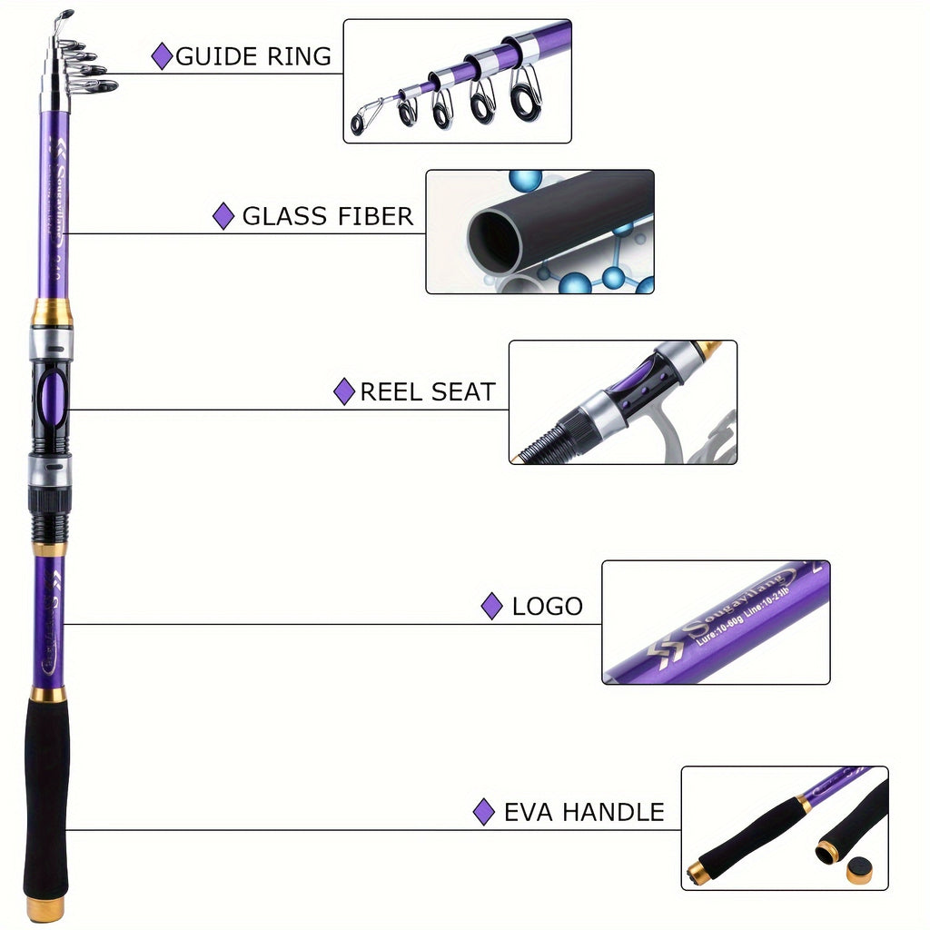 Angler Fishing Rod – Portable, Bass – Sougayilang Telescopic Fishing Rods 70. 87 129. 92 Inch Glass Fiber – Dependable Freshwater & Saltwater Use for US Anglers