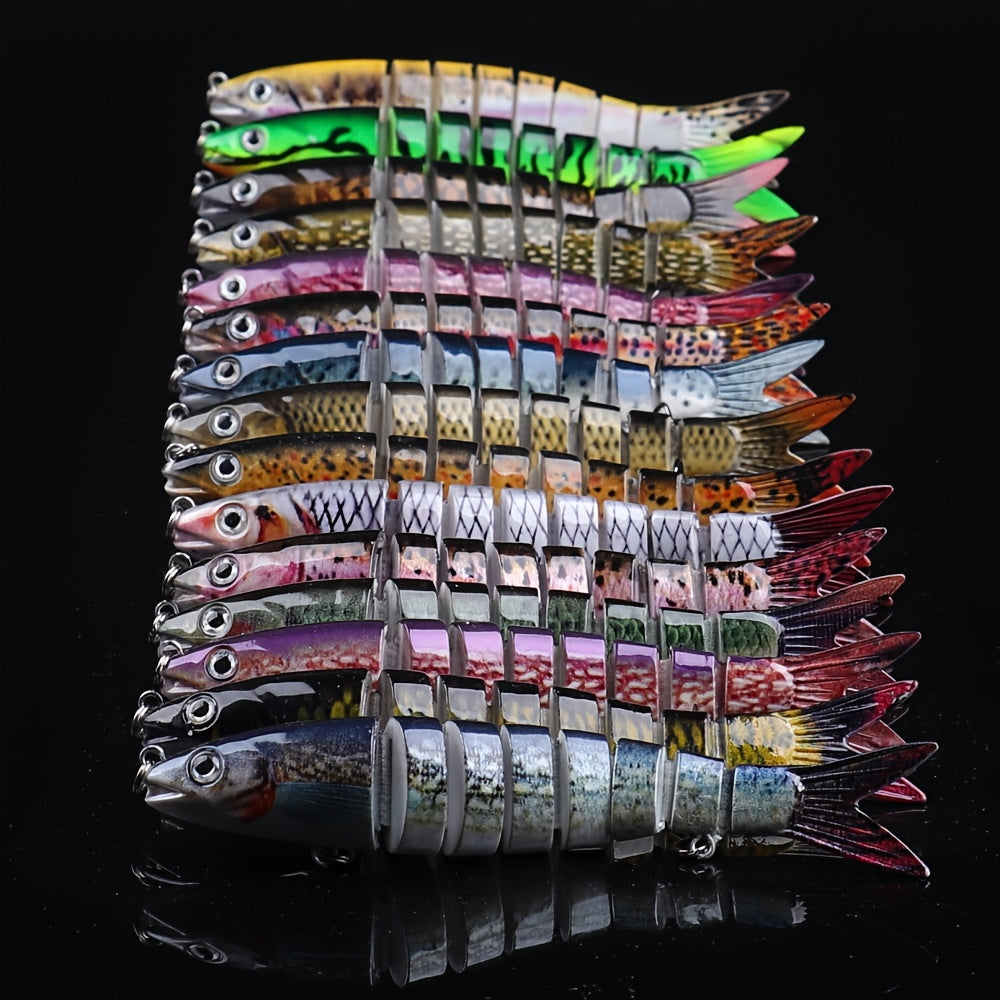 Fishing Lure Kit – Saltwater, Freshwater, Lifelike Action, Bass – 15pcs Lifelike Multi Jointed Segmented Fishing Lures ABS Material – Built for Weekend Anglers for US Anglers