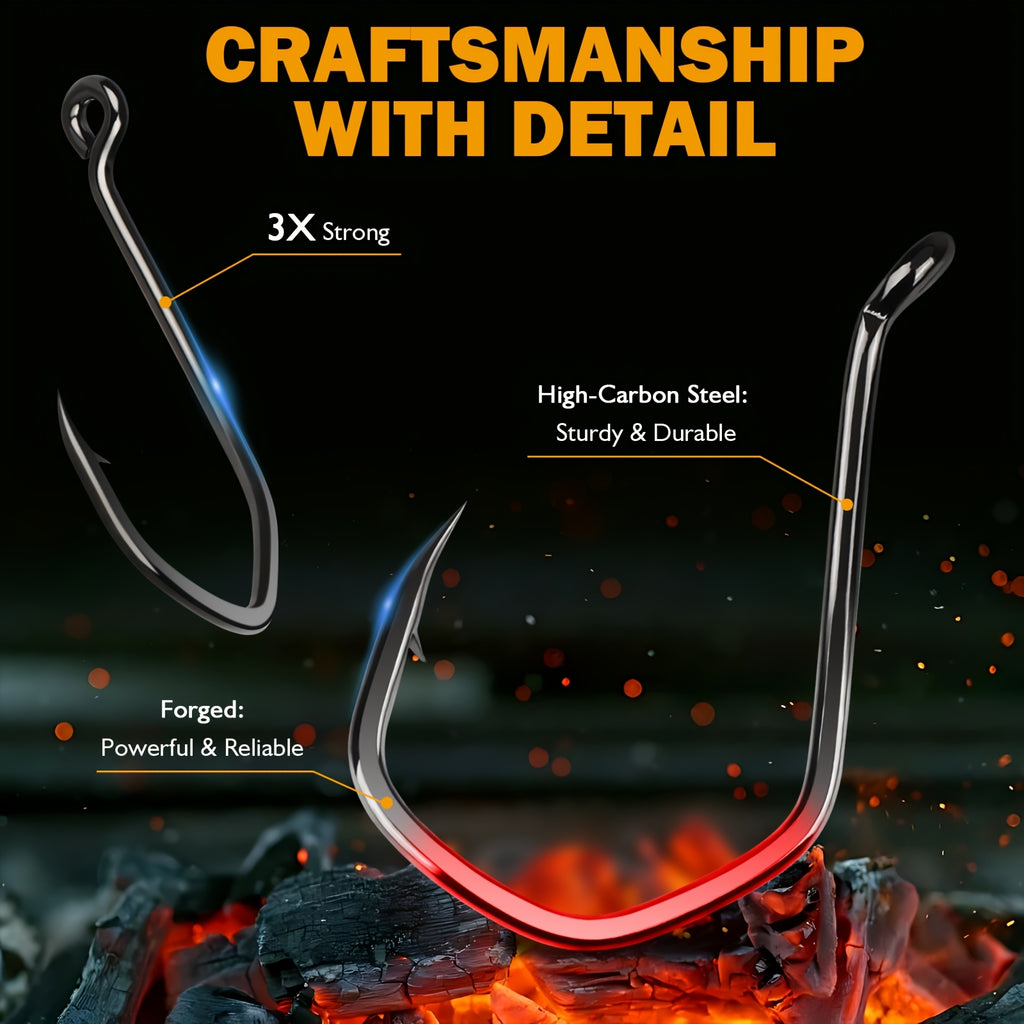 Fishing Trip Essential – Versatile Water-Ready Design – Doveusn 40pcs Catfish Hooks Offset Octopus Circle – Compact Tackle Solution for US Anglers