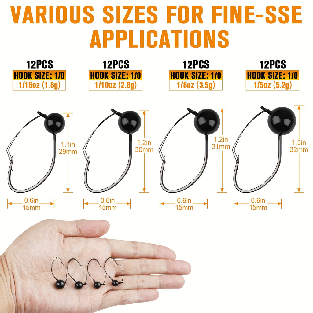 Fishing Lure Kit – Bass – Weedless Jig Head Hooks Designed Wacky Rigging Worm Weights – Built for Weekend Anglers for US Anglers