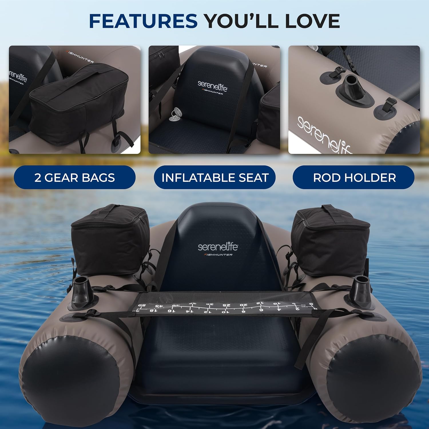 Fishing Rod – Water-Ready – Serenelife Inflatable Fishing Float Tube Pvc Belly Boat Angling – Practical Gear for Every Cast for US Anglers