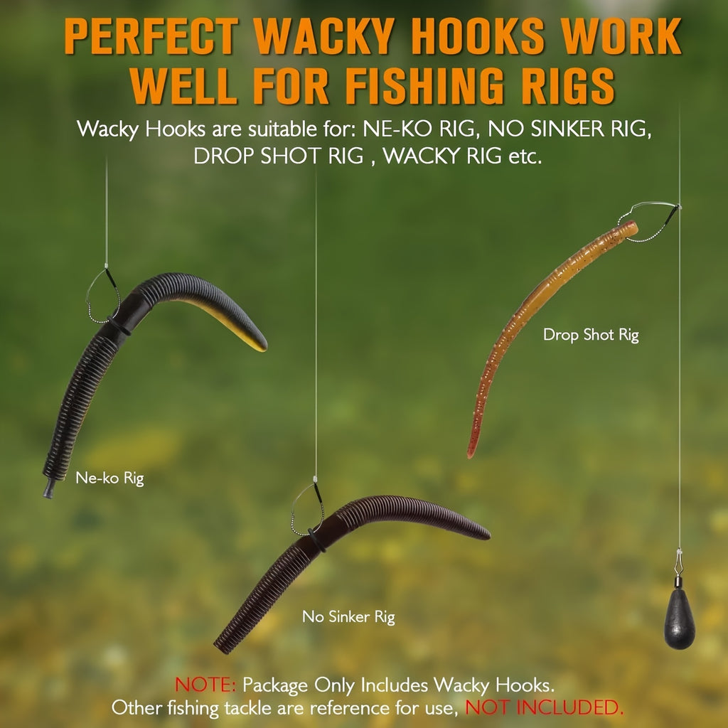 Fishing Rig Accessories – Bass – 30pcs Weedless Wacky Rig Hooks Designed Worm Fishing Bass – Dependable Freshwater & Saltwater Use for US Anglers