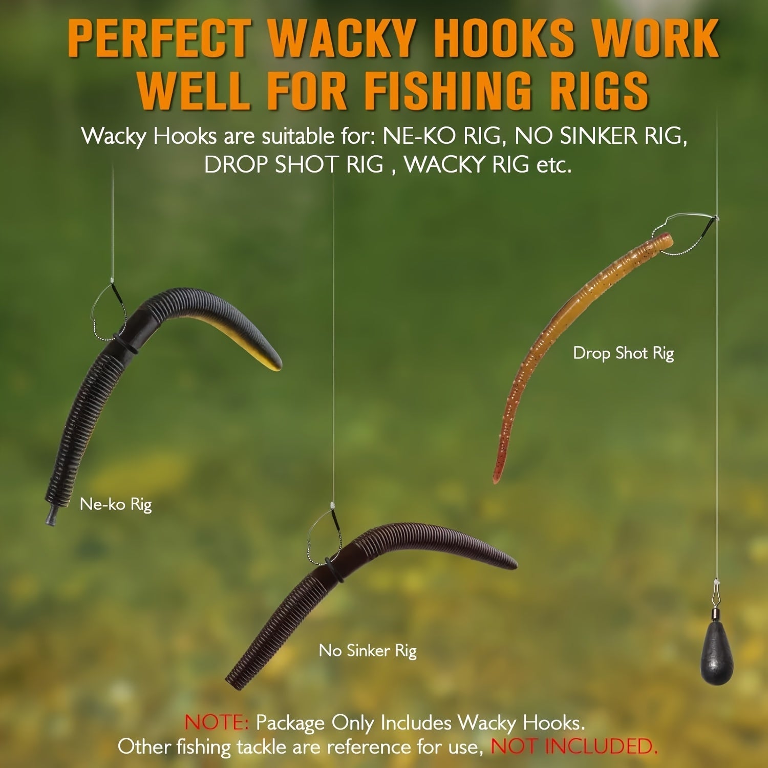 Fishing Rig Accessories – Bass – 30pcs Weedless Wacky Rig Hooks Designed Worm Fishing Bass – Dependable Freshwater & Saltwater Use for US Anglers