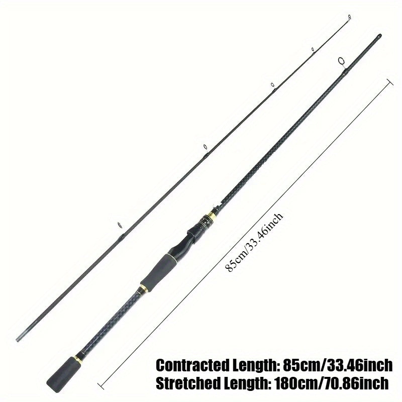 Carbon Fishing Rod – Carbon Fiber, Freshwater, Portable, Bass – Black Golden Carbon Fiber Fishing Rod Medium Fast Speed – Built for Weekend Anglers for US Anglers