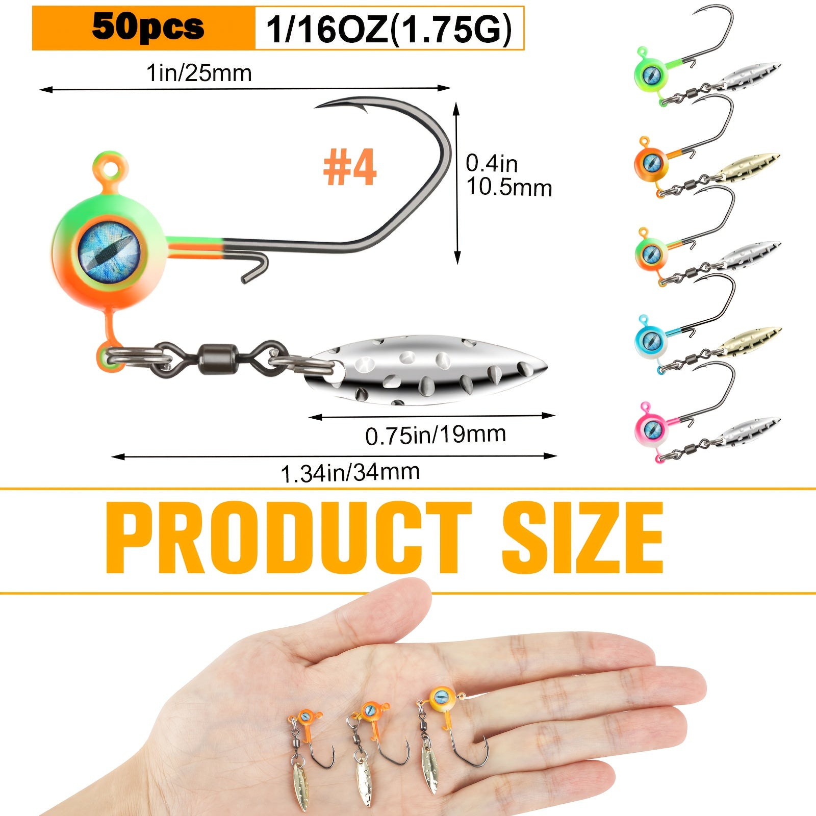 Bass Tackle Kit – Crappie – Dovesun 50pcs Crappie Jig Heads Kit Underspin Spinner Blade – Dependable Freshwater & Saltwater Use for US Anglers
