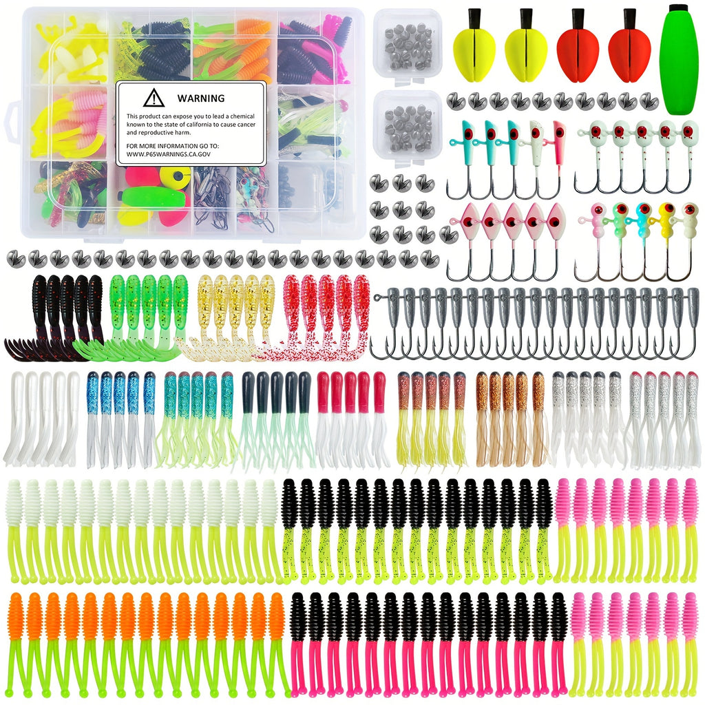 Fishing Lures – Bass, Trout, Crappie – 228pcs Crappie Lures Kit Soft Plastic Paddle Tail Tube – Practical Gear for Every Cast for US Anglers