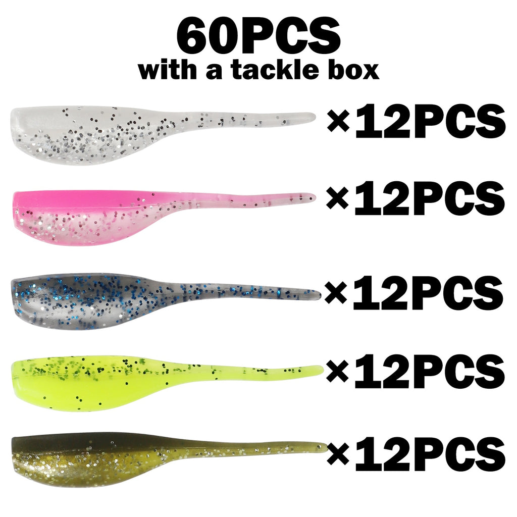 Fishing Trip Essential – Bass, Trout, Crappie – 60pcs Swimbaits Soft Plastic Lures Kit Bass Trout Walleye – Reliable Angler Setup for US Anglers